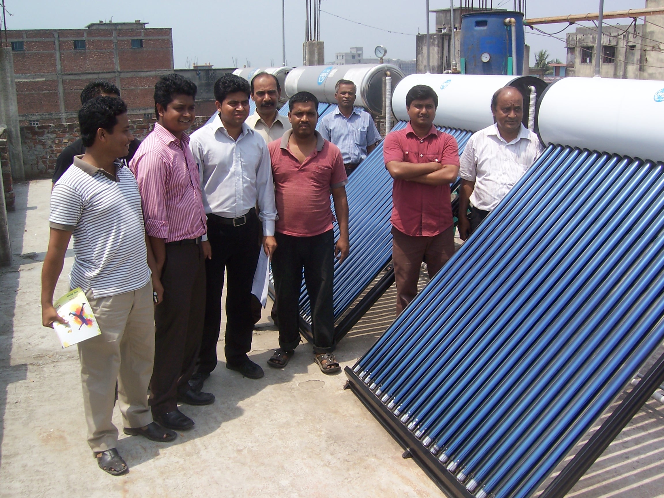 Team of local experts trained in installation of SWHS UNIDO renewable energy in tanning industry solar water heating